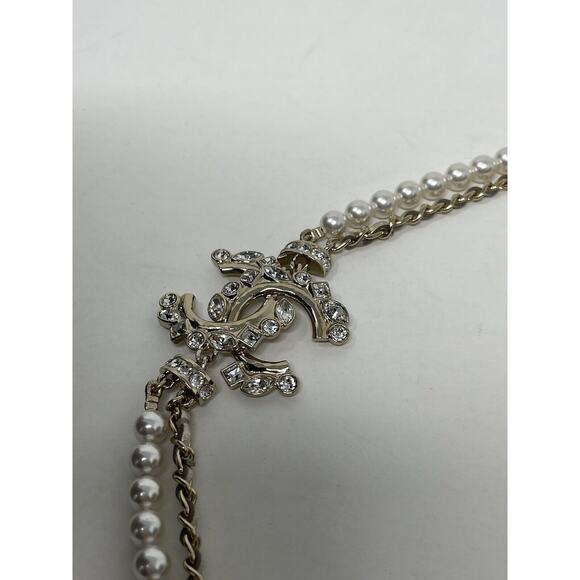 Chanel 23P Choker Pearly White Crystal CC Necklace NEW - Picture 11 of 14